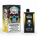 Bang 30K Pro disposable vape and retail box with neon skull artwork; text highlights 30,000 puffs and flavors “Black Dragon Ice / Mango Pineapple Peach,” plus a nicotine warning label.