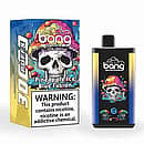 Bang 30K Pro disposable vape and box with psychedelic skull-and-mushroom art; flavor “Pineapple Ice • Blue Fusion,” “30K PUFFS” callout, and a large nicotine warning.