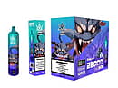 Bang Beach 22000 Puffs Disposable Vape Grape Ice flavor, featuring a dark purple monster design, single vape device, packaging box, and warning label.