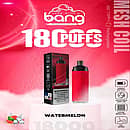 Bang Crown 18000 Puffs Disposable Vape – Watermelon flavor, rechargeable Type-C, 650mAh battery, adjustable airflow, 0.6Ω mesh coil, and DTL vaping.