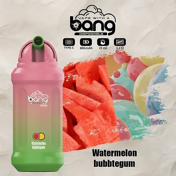 w=600,h=600,fit=scale down,gravity=auto,sharpen=1,metadata=none,format=auto,quality=70 Bang King 12000 Puffs Disposable Vape Pen Watermelon Bubblegum Flavor – Sweet Fruity Candy