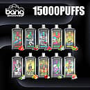 Bang King 15000 Puffs Disposable Vape Collection – Mesh Coil, 25ml E-liquid, Type-C Rechargeable, Assorted Flavors with Colorful Cartoon Designs