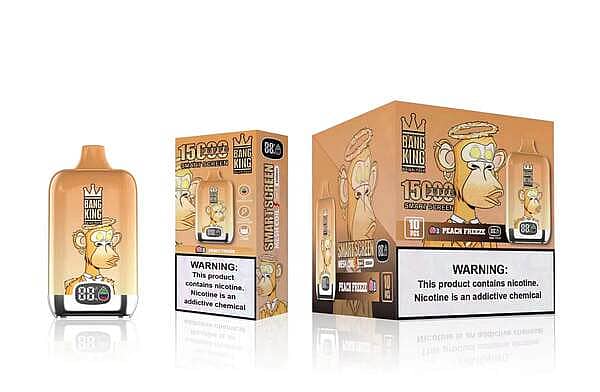 w=600,h=392,fit=scale down,gravity=auto,sharpen=1,metadata=none,format=auto,quality=70 Bang King 15000 Puffs Peach Freeze Smart Screen Disposable Vape Pen with Mesh Coil, 25ml E-liquid, 650mAh Rechargeable Battery