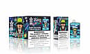 Bang King Double Crystal 20,000-puff disposable vape in Kiwi Passion Fruit Guava—transparent aqua device with “100%” display beside matching retail packaging showing the gorilla mascot and nicotine warning.