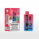 Bang King 30,000-puff disposable vape — Watermelon Ice & Blueberry Mint; red-to-blue device beside matching box with fruit graphics and nicotine warning.