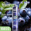 Bang Shisha 15000 Puffs Blueberry Ice Disposable Vape – 15ml E-liquid, 600mAh Type-C Rechargeable, 1.0Ω Mesh Coil, Sweet Blueberry with Cooling Ice Flavor