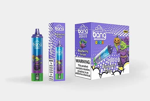 w=510,h=343,fit=scale down,gravity=auto,sharpen=1,metadata=none,format=auto,quality=70 Bang Blaze 20000 Puffs Blueberry Grape Disposable Vape Device with Box Packaging