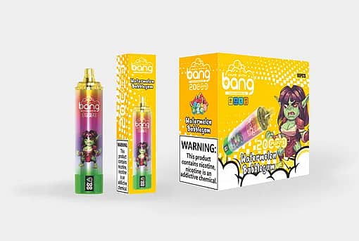 w=510,h=343,fit=scale down,gravity=auto,sharpen=1,metadata=none,format=auto,quality=70 Bang Blaze Watermelon Bubblegum Disposable Vape 20000 Puffs with Cartoon Goblin Design