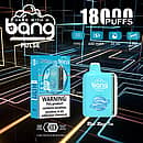 Bang Pulse 18000 Puffs Disposable Vape – Blue Razz Ice flavor with Type-C charging, 650mAh battery, 26ml e-liquid, and 1.0Ω mesh coil.