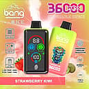 Bang 36000 Ice Control Strawberry Kiwi smart-screen disposable vape with adjustable ICE ± cooling; dual oil tanks 30 mL + 10 mL, 1.0Ω dual-mesh coil, 850 mAh battery, Type-C fast charging, fingerprint pressure regulation.