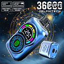 Bang King Constellation 36000 Puffs dual-screen touch disposable vape in metallic blue, constellation-themed UI, adjustable power/airflow, 36,000-puff capacity.