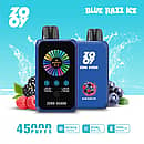 ZOOY ZERO 45000 Puffs Blue Razz Ice smart disposable with NIC&ICE cooling control, dual-mesh coils, 1000 mAh Type-C rechargeable battery, smart screen.
