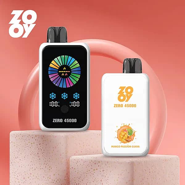 ZOOY ZERO 45000 Puffs smart disposable with adjustable NIC & ICE, dual-mesh 0.6&Omega;+1.5&Omega; coils, airflow control, Type-C charging and 1000mAh battery