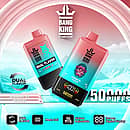 Bang King 50000 Puffs Dual Flavor disposable vape (Blueberry Ice / Peach Ice) with digital screen, dual-flavor switch, mesh coil and adjustable airflow.