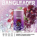 Bang Leader 20000 Puffs disposable vape in Grape Ice flavor with purple body, tiger logo, splashing grapes and ice cubes, plus 28ml, Type-C, 650mAh, dual-mesh icons.
