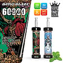 Bang Blaze 60000 60K Puffs disposable vape with Type-C charging, 1000mAh battery, 40ml e-liquid and 0.6&Omega; mesh coil, shown in Cool Mint and Blue Razz designs.