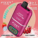 Fizzy Twins 50000 Puffs Strawberry Ice & Fizzy Cherry dual-tank disposable vape with flavor switch, LCD smart screen, 1.0 &Omega; mesh coil, Type-C 850 mAh rechargeable.