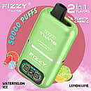 Fizzy Twins 50000 Puffs Watermelon Ice & Lemon Lime dual-tank disposable vape with flavor switch, LCD screen, 1.0 &Omega; mesh coil, 850 mAh Type-C rechargeable.