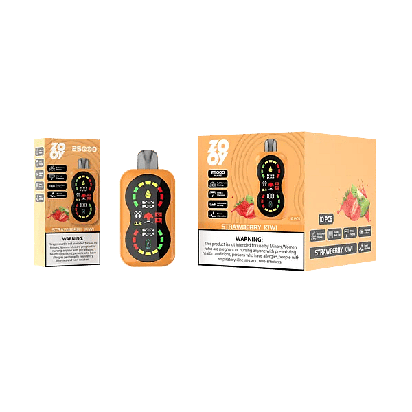 Zooy Blaze 25000 Strawberry Kiwi disposable vape &mdash; 25K puffs with smart full-screen display, dual mesh coil, adjustable airflow & power, 650mAh Type-C.