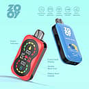 Zooy Blaze 25000 25K Puffs Disposable Vape with full-screen smart display, adjustable power & airflow, dual mesh coils, Type-C charging, e-juice and battery indicators (Blue Razz Lemonade)