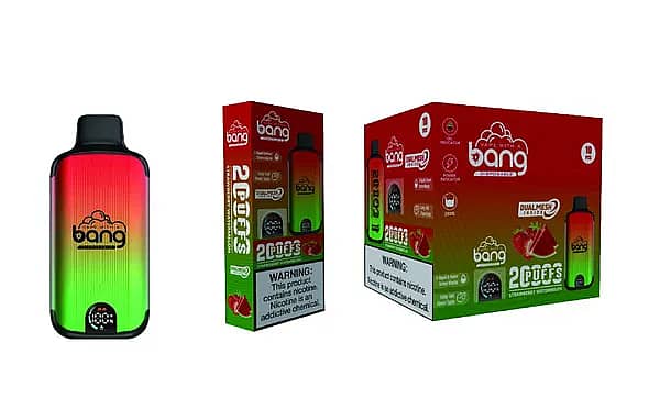 Bang 20000 Puffs Disposable Vape &ndash; Dual Mesh Coil, Smart Screen, 25ml E-liquid, 650mAh Rechargeable, Strawberry Watermelon Flavor