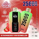 Bang 25000 Puffs Disposable Vape &ndash; Strawberry Watermelon flavor, featuring dual mesh coil design, Type-C charging, 30ml e-liquid, and 650mAh battery capacity.