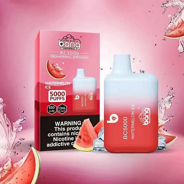Bang BC5000 Watermelon Ice Disposable Vape &ndash; 5000 Puffs, Mesh Coil, 13ml E-liquid, Type-C Rechargeable
