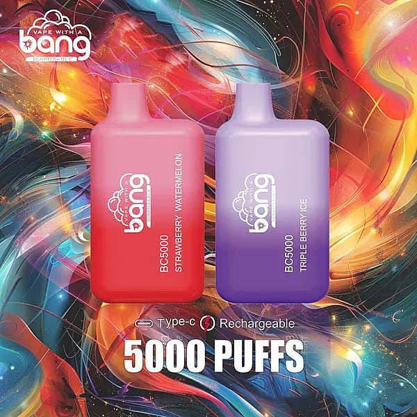 Bang BC5000 5000 Puffs Disposable Vape &ndash; 20 Flavors, Mesh Coil, 13ml E-liquid, Type-C Rechargeable, long-lasting fruity and icy flavors