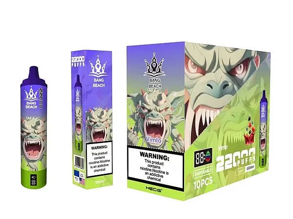 Bang Beach 22000 Puffs Disposable Vape Vimto Flavor &ndash; Packaging Box and Device