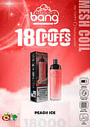 Bang Crown Peach Ice Disposable Vape &ndash; 18,000 puffs, rechargeable with adjustable airflow, 650mAh battery, 0.6&Omega; mesh coil, DTL vaping.