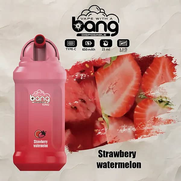 Bang King 12000 Puffs Disposable Vape Pen Strawberry Watermelon Flavor &ndash; Sweet and Refreshing