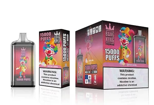 Bang King 15000 Puffs Cotton Candy Disposable Vape &ndash; Mesh Coil, 25ml E-liquid, Type-C Rechargeable