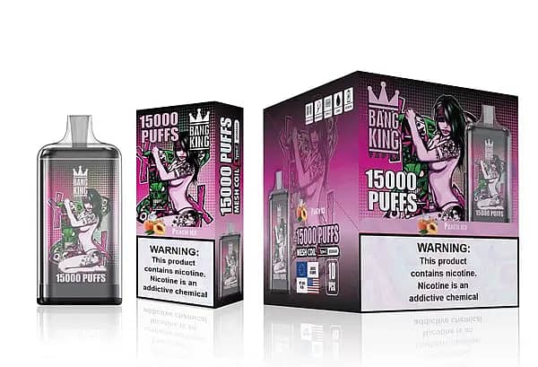 Bang King 15000 Puffs Peach Ice Disposable Vape &ndash; Mesh Coil, 25ml E-liquid, Type-C Rechargeable