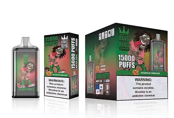 Bang King 15000 Puffs Disposable Vape &ndash; Watermelon Bubblegum Flavor, Mesh Coil, Type-C Rechargeable