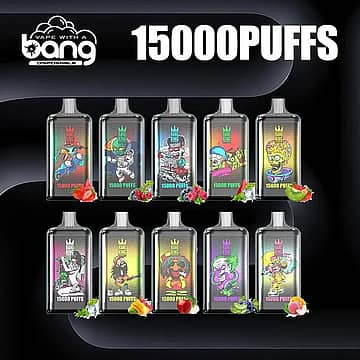 Bang King 15000 Puffs Disposable Vape Collection &ndash; Mesh Coil, 25ml E-liquid, Type-C Rechargeable, Assorted Flavors with Colorful Cartoon Designs