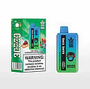 Bang King 30 000 bouffées jetables - Red Bull / Blueberry Watermelon ; dispositif dégradé de bleu à vert montré à côté de la boîte de vente au détail avec un grand avertissement sur la nicotine.