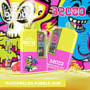 Bang 32,000-puff disposable vape, Watermelon Bubble Gum flavor; 32 mL e-liquid, 650 mAh Type-C, 0.5&Omega; dual-mesh coil, adjustable power, battery/e-liquid indicators.