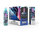 Bang King Tornado 35000 Puffs Blue Razz Ice disposable vape product display, showing the tall transparent device, 10-pack master box, and single unit box with nicotine warning.