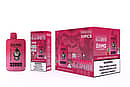 Bang Leader 32000 Puffs engångsvape set i Strawberry Watermelon & Grape Ice, med en röd enhet med en rytande gorillamaskot, en detaljhandelsförpackning och en 10-pack masterkartong med nikotinvarning.