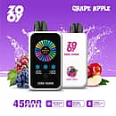 ZOOY ZERO 45000 Puffs Grape Apple disposable vape with smart display, dual-mesh coils, NIC&ICE cooling control, and a long-lasting 1000mAh battery.