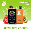 ZOOY ZERO 45000 Puffs Strawberry Kiwi disposable vape with smart screen, NIC&ICE control, dual-mesh coil, and 1000mAh battery.