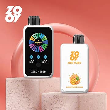 ZOOY ZERO 45000 Puffs smart disposable with adjustable NIC & ICE, dual-mesh 0.6Ω+1.5Ω coils, airflow control, Type-C charging and 1000mAh battery
