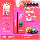 Bang Blaze 40000 Puffs disposable vape &ndash; Acai Storm Ice (LOVE666) with 40ml e-liquid, 650mAh USB-C rechargeable battery, and mesh coil