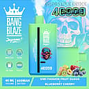 Bang Blaze 40000 Puffs disposable vape &ndash; Kiwi Passion Fruit Guava / Blueberry Cherry with 40ml e-liquid, 650mAh USB-C rechargeable battery, and mesh coil
