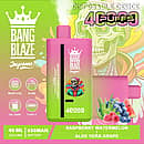 Bang Blaze 40000 Puffs disposable vape &ndash; Raspberry Watermelon / Aloe Vera Grape with 40ml e-liquid, 650mAh USB-C rechargeable battery, and mesh coil