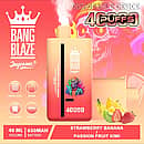 Bang Blaze 40000 Puffs disposable vape &ndash; Strawberry Banana / Passion Fruit Kiwi with 40ml e-liquid, 650mAh USB-C rechargeable battery, and mesh coil