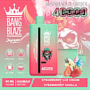 Bang Blaze 40000 Puffs disposable vape &ndash; Strawberry Ice Cream / Strawberry Vanilla with 40ml e-liquid, 650mAh USB-C rechargeable battery, and mesh coil
