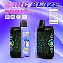 Bang Blaze 50000 Puffs Starry 50K Cranberry Grape Ice disposable vape, front and back view showing LED-style display, Type-C charging, 550mAh battery, dual mesh, and VPU inside