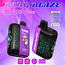 Bang Blaze 50000 Puffs Starry 50K Love66 disposable vape, dual view showing LED-style display, Type-C charging, 550mAh battery, dual mesh, and VPU inside