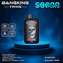 Bang King Twins 50000 Puffs disposable vape device in Blue Razz Ice flavor with Blue Razz Cherry twin e-liquid, Type-C charging and 650mAh battery